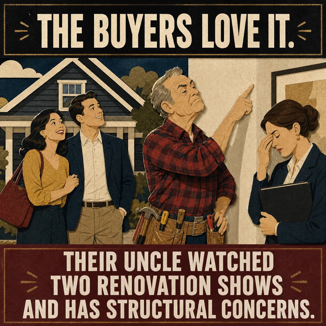 Real estate meme about an overconfident relative raising structural concerns
